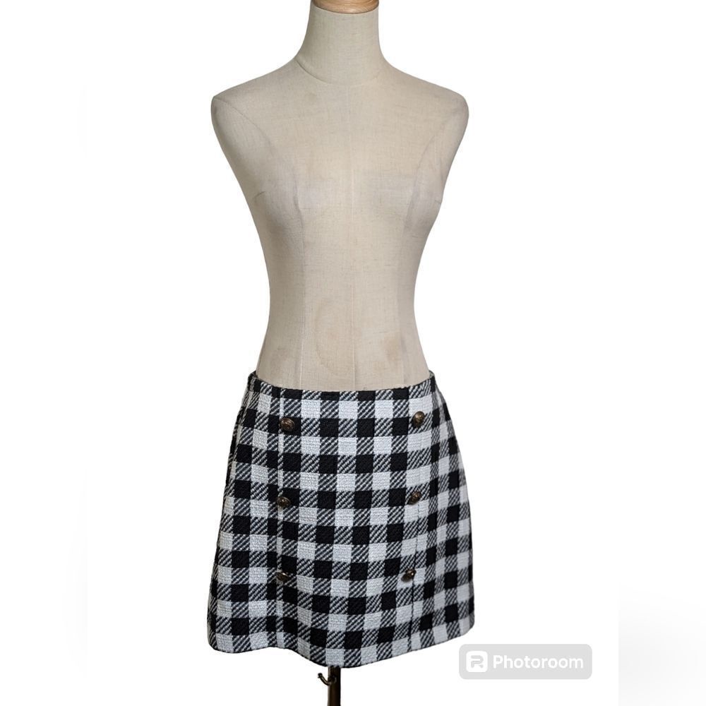 Versona Black & White Checked Mini Skirt